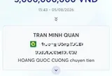 Tài khoản ngân hàng phát sinh 12 giao dịch chuyển khoản liên tiếp với tổng 5 tỷ đồng: Người đàn ông được công an mời làm việc