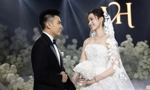 Hoa hậu Đỗ Thị Hà đẹp tinh khôi tại tiệc cưới ở Hà Nội