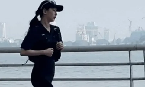 Danh tính nữ diễn viên gây sốt với visual xinh đẹp khi chạy bộ ở Hồ Tây