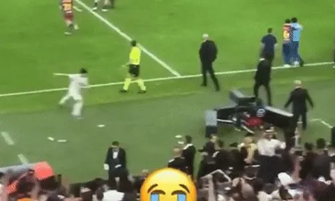 Cầu thủ Real Madrid thành trò cười khi đá chai nước rồi té ngã