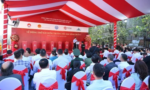 Động thổ xây dựng trường học đạt chuẩn quốc gia do doanh nghiệp tài trợ tại phường Thuận Giao