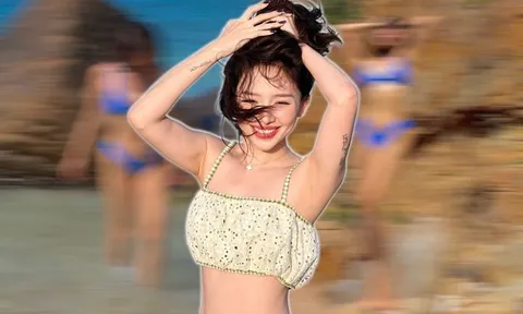 Tóc Tiên thả dáng với đồ bơi hai mảnh, tự tin khoe vòng eo nổi rõ múi cơ