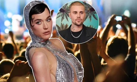 Katy Perry cười 'bất lực' khi thấy Justin Bieber