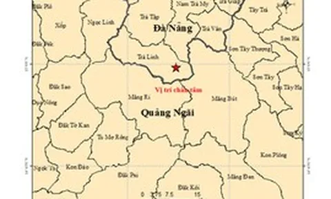 Liên tiếp xảy ra 5 trận động đất ở Đà Nẵng và Quảng Ngãi