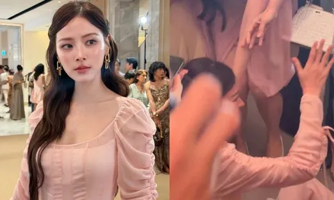 'Ngọc nữ Thái Lan' Baifern bị xô ngã dúi dụi ở đám cưới, khung cảnh hỗn loạn gây xôn xao bàn tán