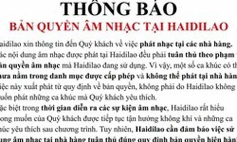 Haidilao bất ngờ thông báo lý do không phát nhạc theo khách hàng mong muốn