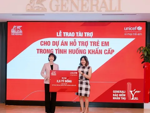 Tập đoàn Generali tài trợ 2,5 tỷ đồng cho dự án bảo vệ trẻ em trong tình huống khẩn cấp thông qua UNICEF