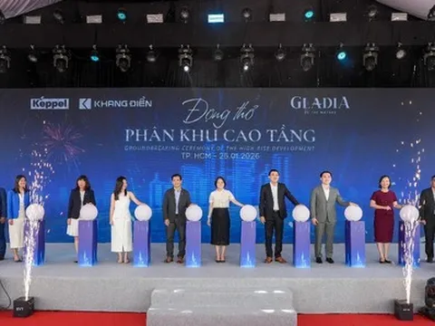 Khang Điền (KDH) bàn giao sổ hồng khu thấp tầng Gladia by the Waters, động thổ phân khu cao tầng, mục tiêu lợi nhuận tăng gấp đôi trong năm 2026.