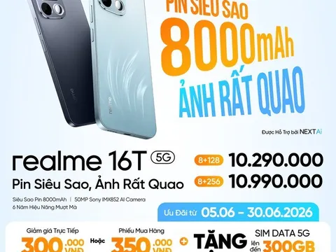realme 16T 5G chính thức ra mắt: “Pin Siêu Sao” 8000mAh bứt phá giới hạn thời lượng pin cho thế hệ đam mê sáng tạo nội dung