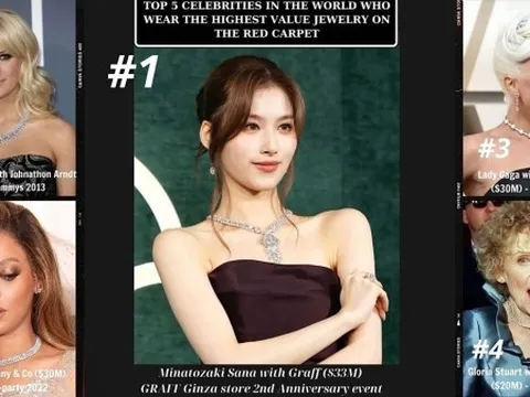 Qua mặt các sao US-UK, thành viên Sana (TWICE) trở thành người đeo trang sức có giá trị cao nhất trên thảm đỏ