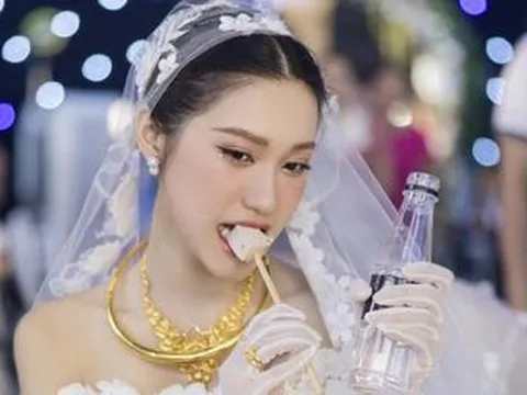 Khoảnh khắc Doãn Hải My ăn 'tiếp sức' tại hôn lễ gây 'sốt' cõi mạng