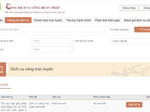 Bộ Tư pháp công bố 54 TTHC đủ điều kiện thực hiện dịch vụ công trực tuyến toàn trình