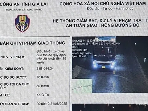 Gia Lai: 2 xe ô tô bị phạt gần 120 triệu đồng do vi phạm tốc độ 28 lần