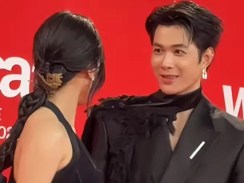 Anh Tú chỉnh váy cho Diệu Nhi trên thảm đỏ, 'đứng hình' vì một hành động của vợ