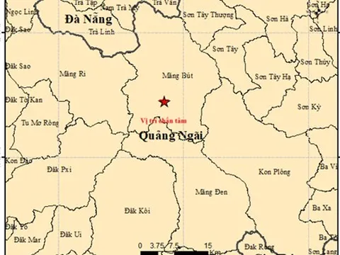 6 trận động đất xảy ra tại xã Măng Bút, tỉnh Quảng Ngãi, có trận 4 độ