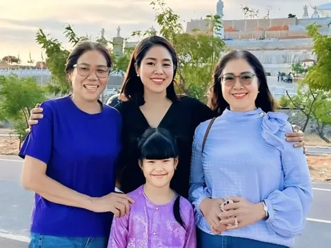 Lê Phương đưa con về quê giỗ ông nội