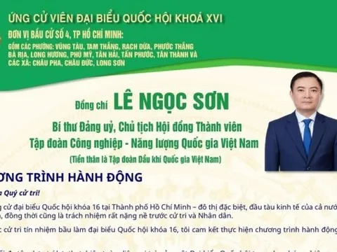 Chủ tịch HĐTV Petrovietnam Lê Ngọc Sơn ứng cử đại biểu Quốc hội khóa XVI tại đơn vị bầu cử số 4, TP Hồ Chí Minh