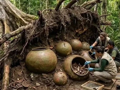 Lộ diện di tích chôn cất cổ xưa dưới gốc cây đổ tại rừng Amazon