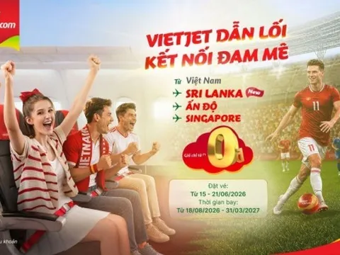 Vietjet mở bán 40.000 vé Eco giá từ 0 đồng trên đường bay 
TP.HCM – Colombo (Sri Lanka)