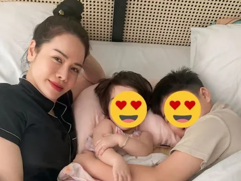 Khung hình hạnh phúc của Nhật Kim Anh bên hai con nhỏ