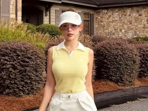 Huyền Baby khoe vóc dáng nuột nà trên sân golf ở tuổi U40