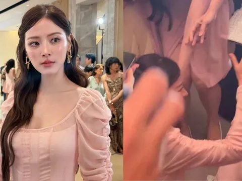 'Ngọc nữ Thái Lan' Baifern bị xô ngã dúi dụi ở đám cưới, khung cảnh hỗn loạn gây xôn xao bàn tán
