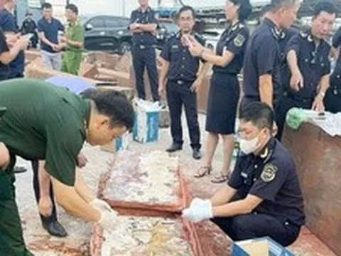 Hải quan bàn giao cho Công an vụ phát hiện 1,2 tấn ngà voi từ châu Phi