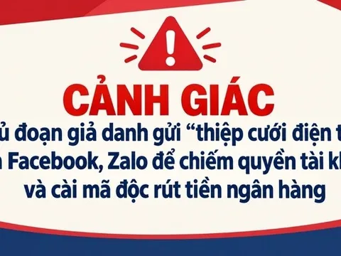 Cảnh giác thủ đoạn giả danh gửi “thiệp cưới điện tử” để chiếm quyền tài khoản và cài mã độc rút tiền ngân hàng
