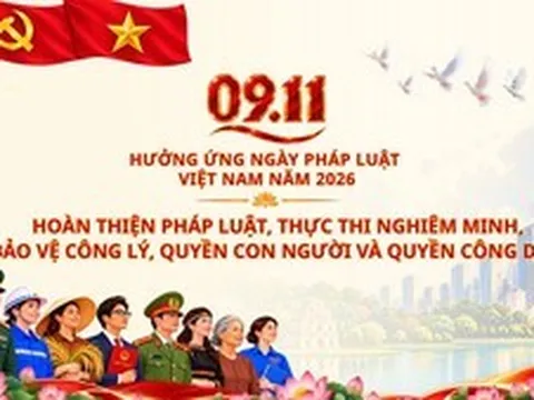 Bộ Tư pháp giới thiệu bộ nhận diện tuyên truyền Ngày Pháp luật Việt Nam năm 2026
